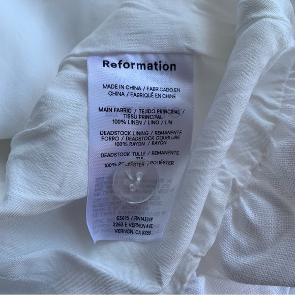 NWT Reformation Delia Linen Sleeveless Bubble Hem Mini Dress White - Picture 13 of 14